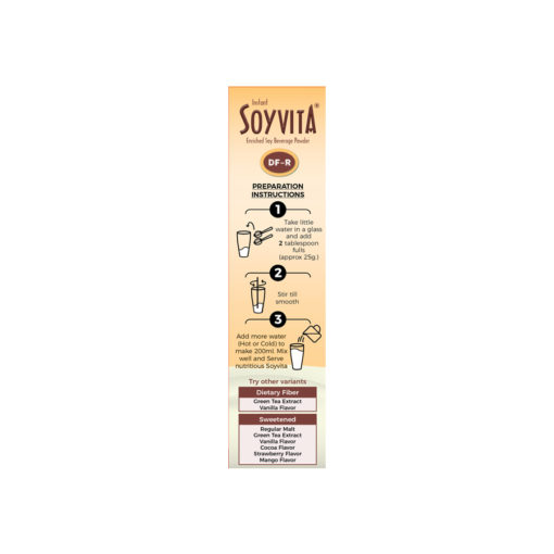 SOYVITA - DIETARY FIBRE REGULAR | LACTOSE FREE | ENRICHED SOY BEVERAGE POWDER | Serves-20 (500 Gms) | RIGHT SIDE VIEW