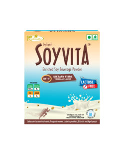 SOYVITA - DIETARY FIBRE VANILLA | LACTOSE FREE | ENRICHED SOY BEVERAGE POWDER | Serves-20 (500 Gms) | FRONT SIDE VIEW