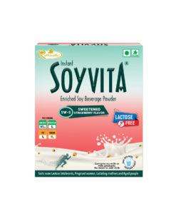 SOYVITA - SWEETENED STRAWBERRY | LACTOSE FREE | ENRICHED SOY BEVERAGE POWDER | Serves-15 (500 Gms) | FRONT SIDE VIEW